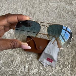 Ray Ban large metal aviators with ombré lens